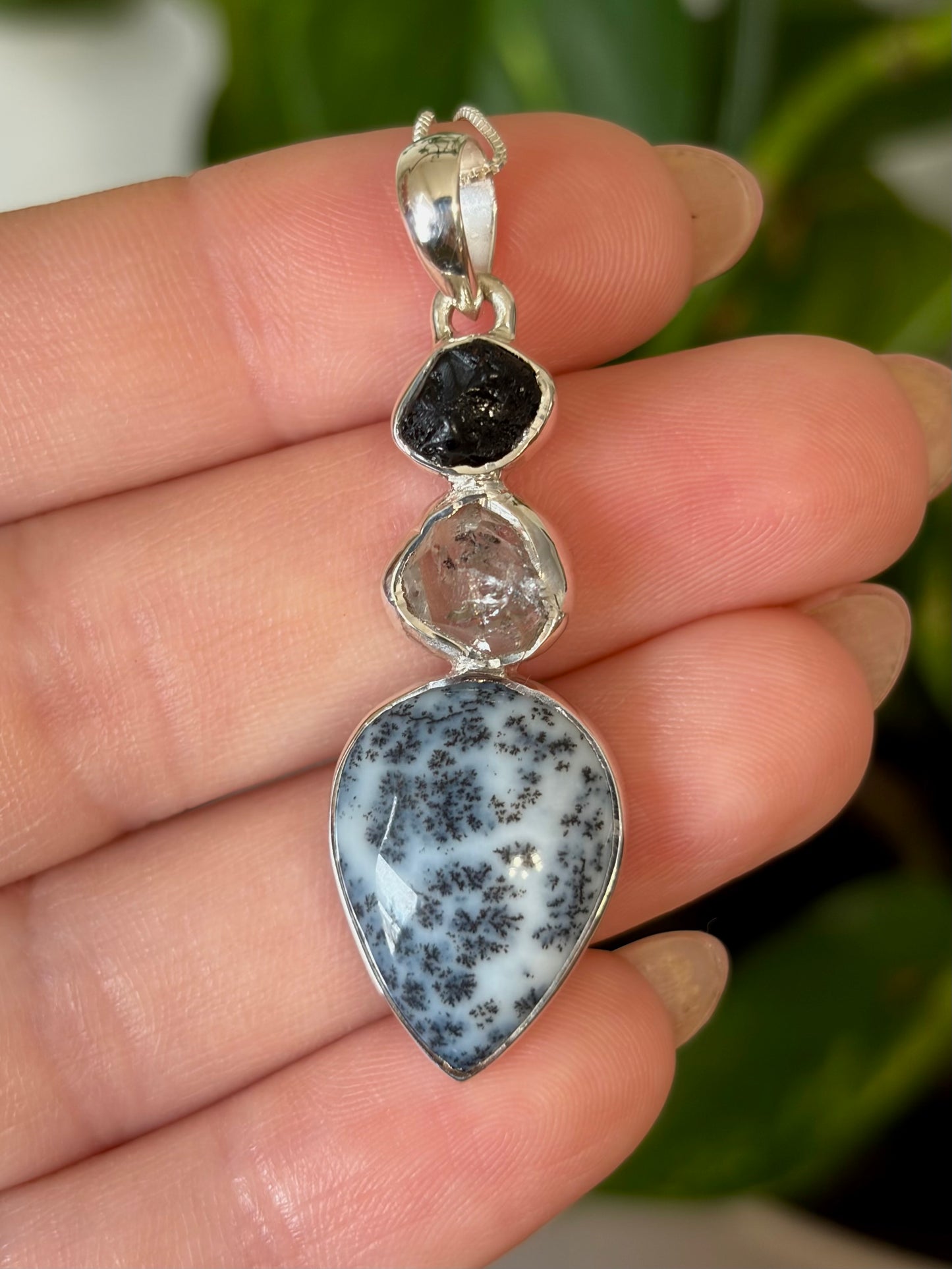 Dendritic Agate & Herkimer Diamond Necklace