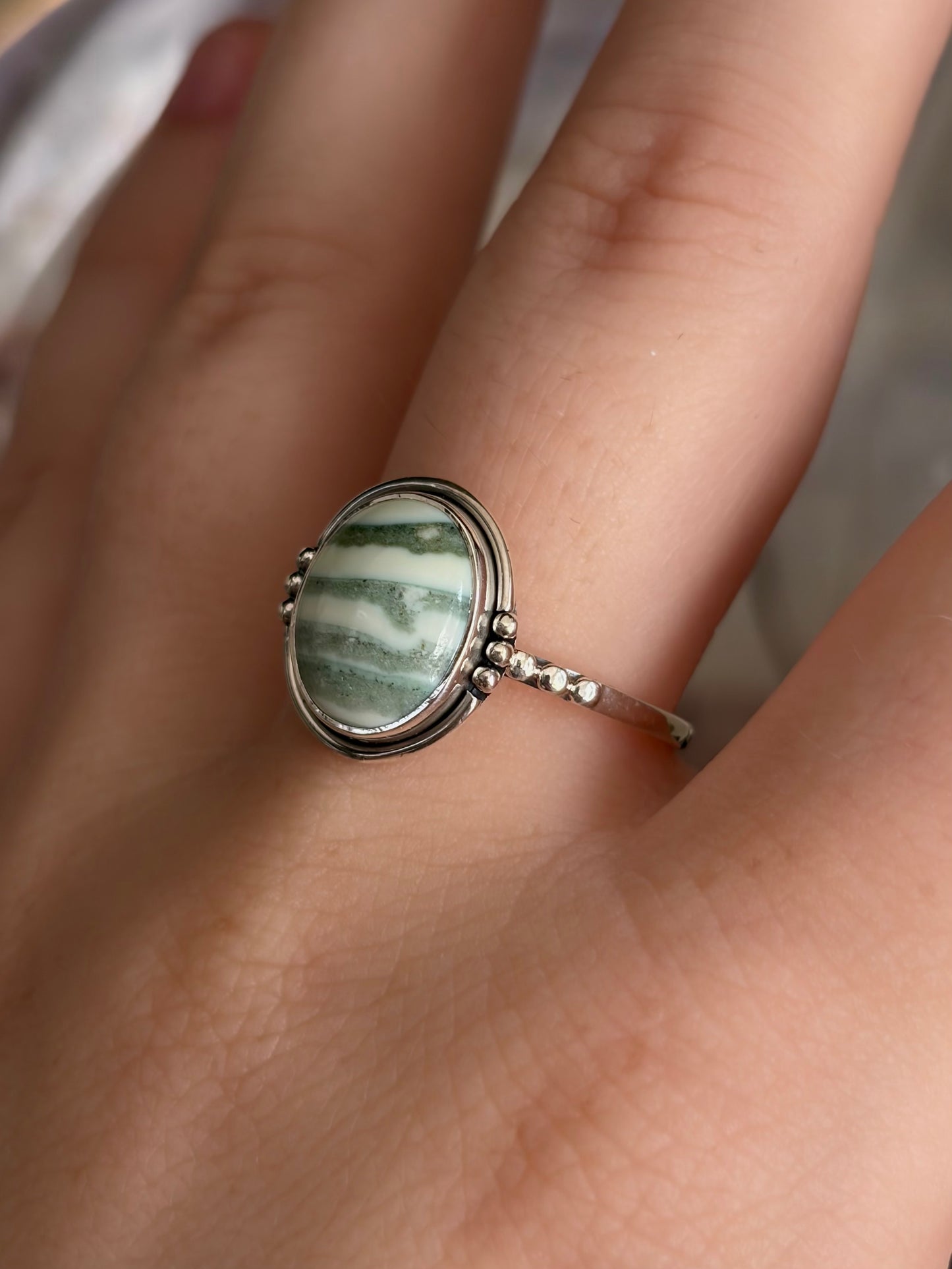Green Opal Ring - Size 9