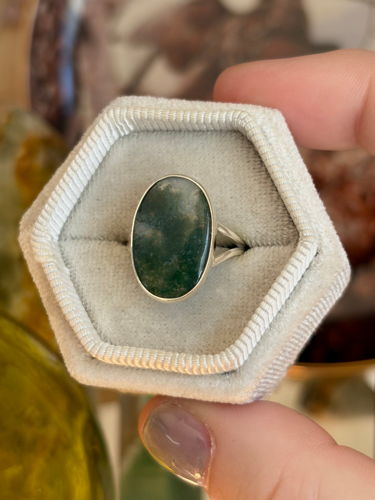 Moss Agate Ring - Size 5