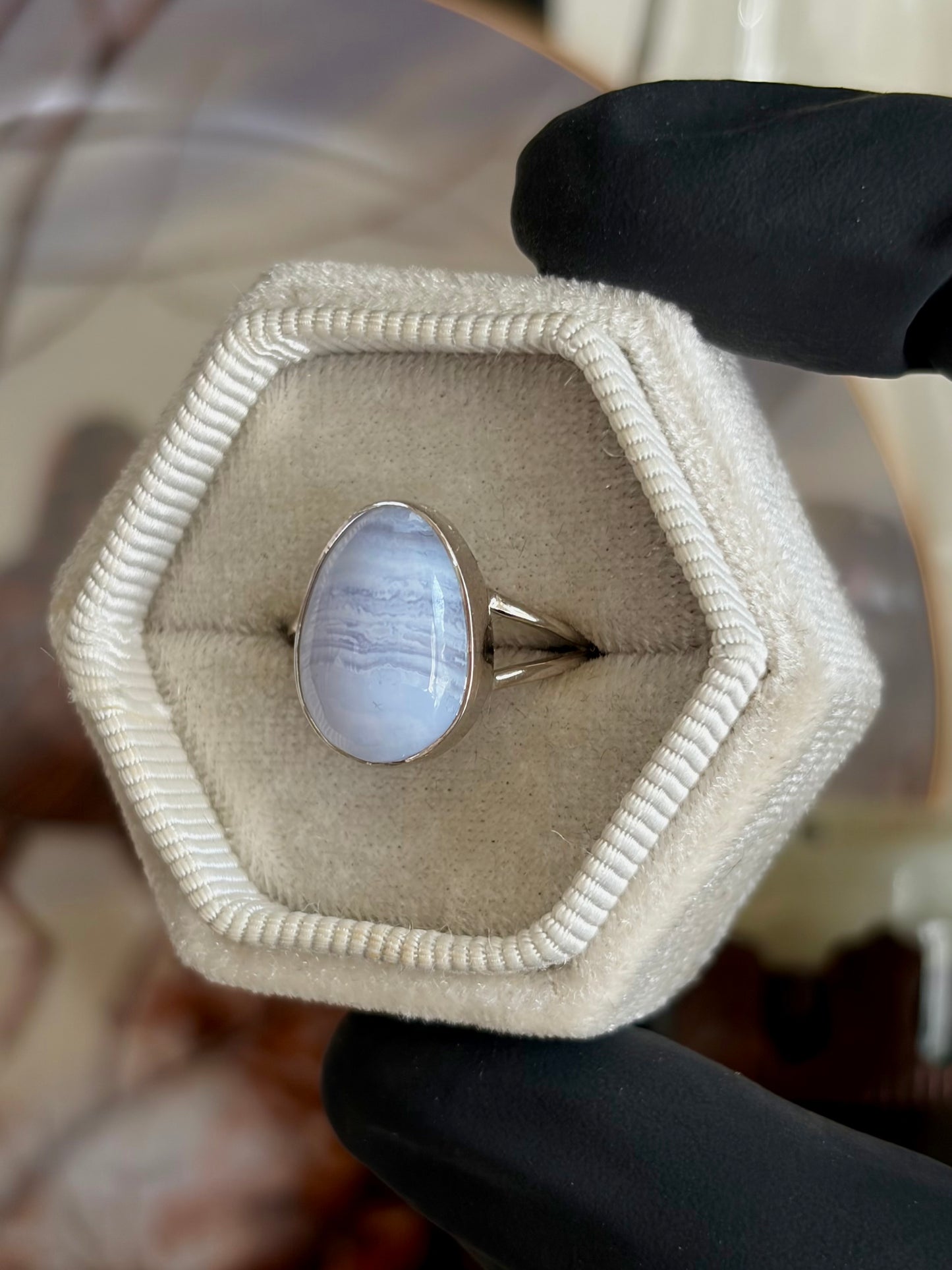 Blue Lace Agate Ring - Size 7