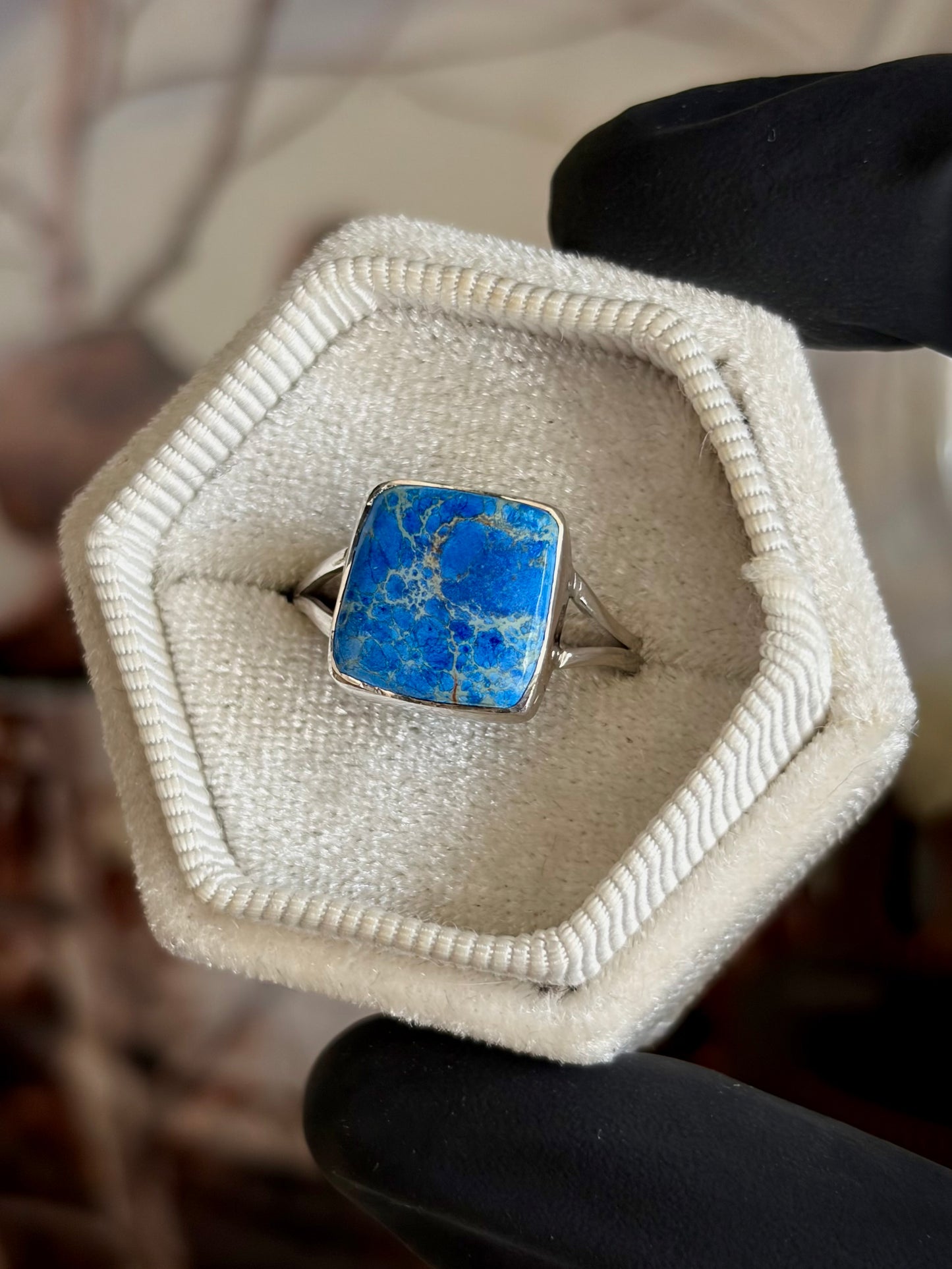 Blue Sea Sediment Ring - Size 9