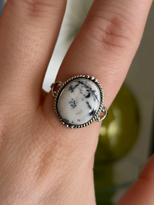 Dendritic Agate Ring - Size 9