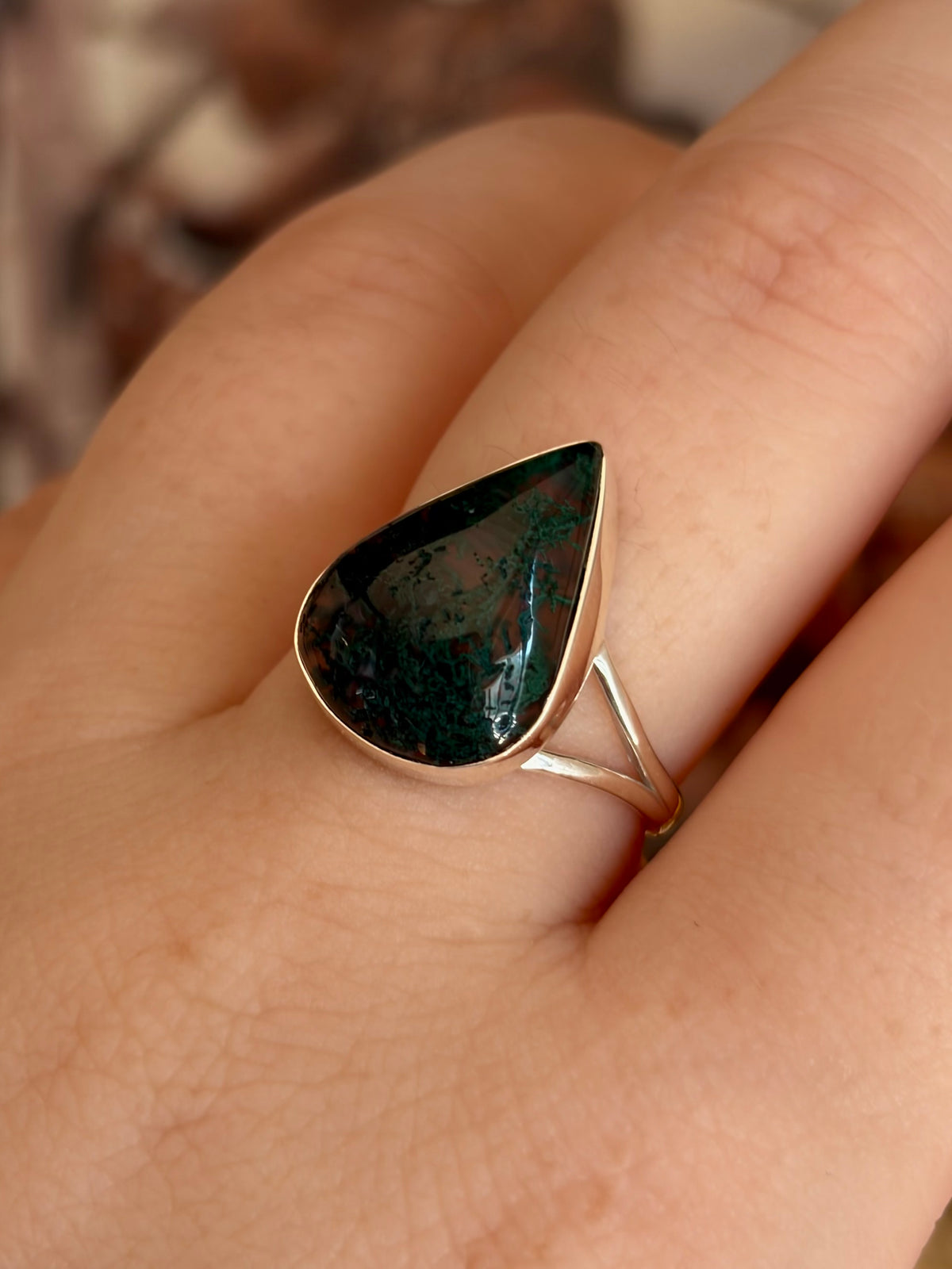 Moss Agate Ring - Size 8