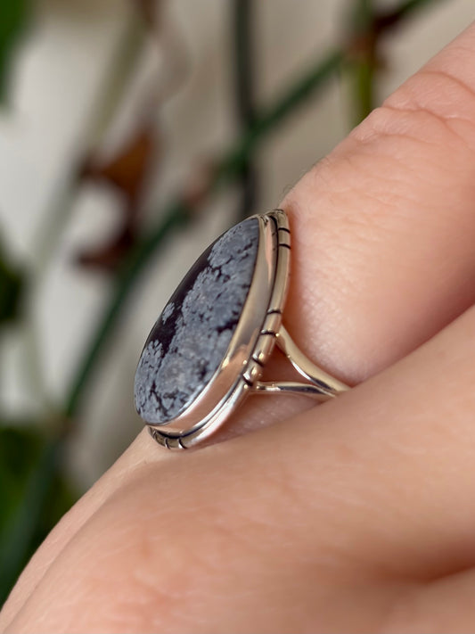 Snowflake Obsidian Ring - Size 10