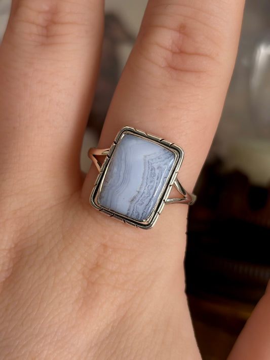 Blue Lace Agate Ring - Size 10
