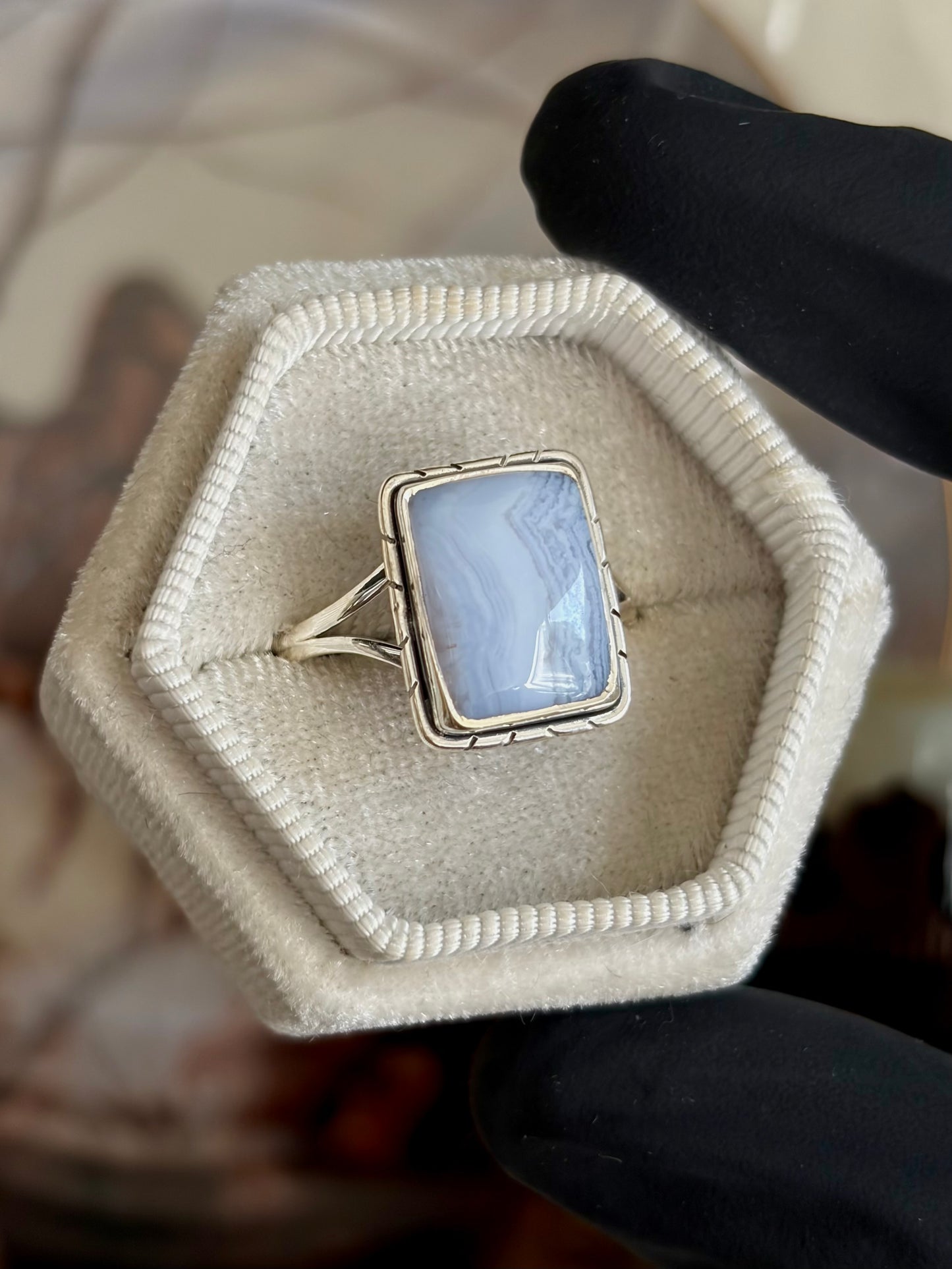 Blue Lace Agate Ring - Size 10