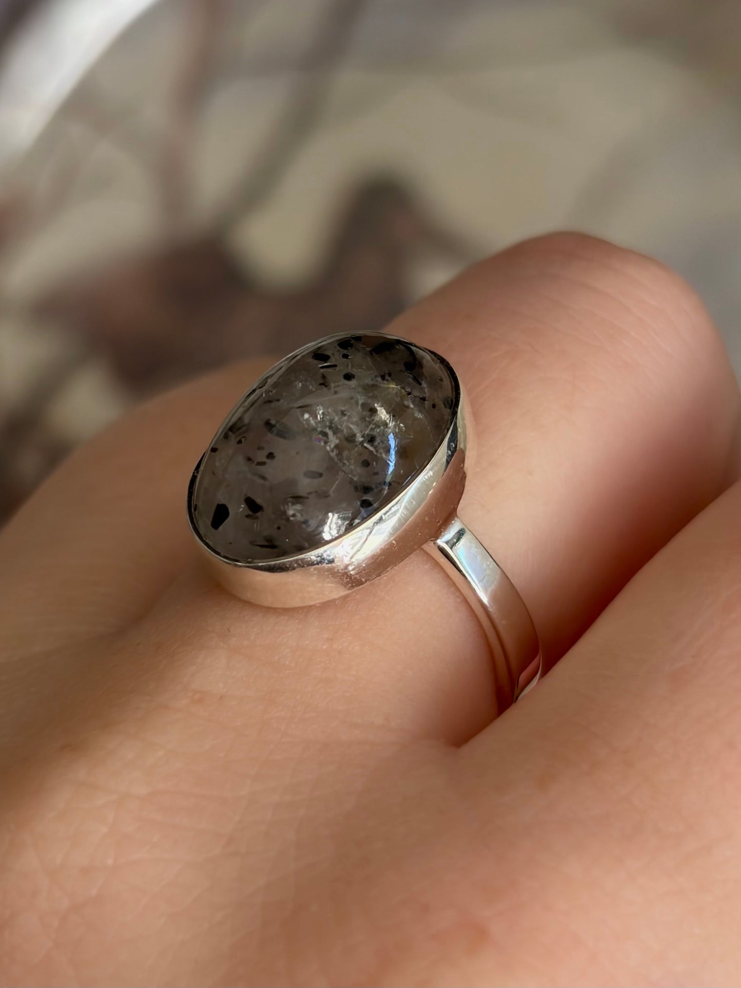 Sagenitic Quartz Ring - Size 8