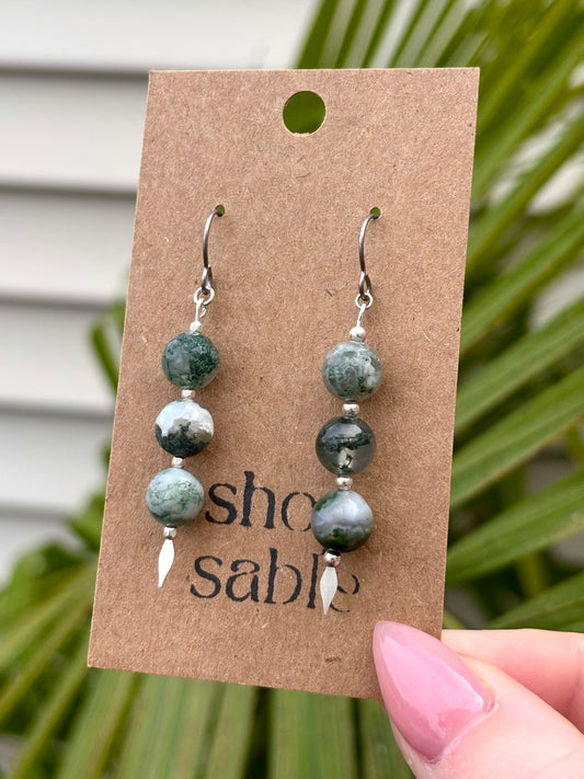 Orb Moss Agate Earrings