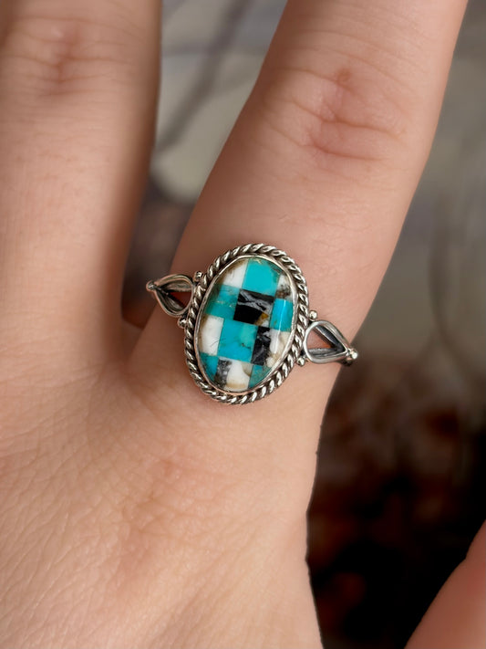 Turquoise Mosaic Ring - Size 9