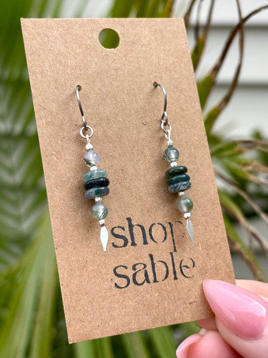 Mottle Moss Agate Earrings