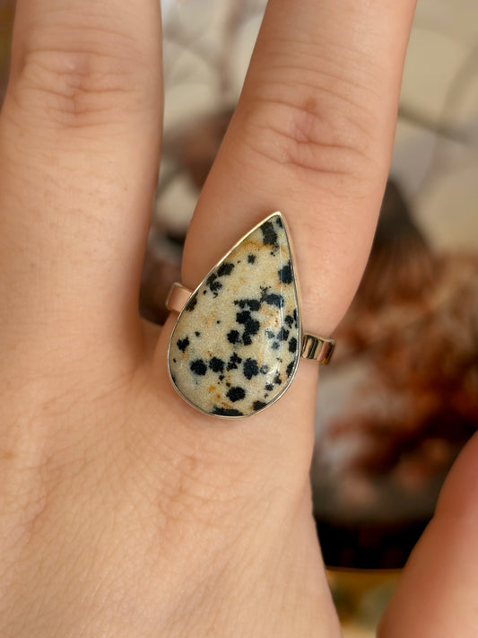 Dalmatian Jasper Ring - Size 8