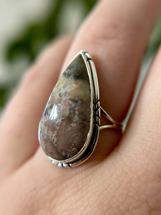 Sangria Lace Agate Ring - Size 6