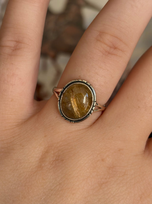 Golden Rutile Tourmaline Ring - Size 7
