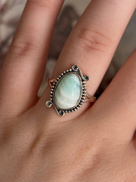Blue Aragonite Ring - Size 8