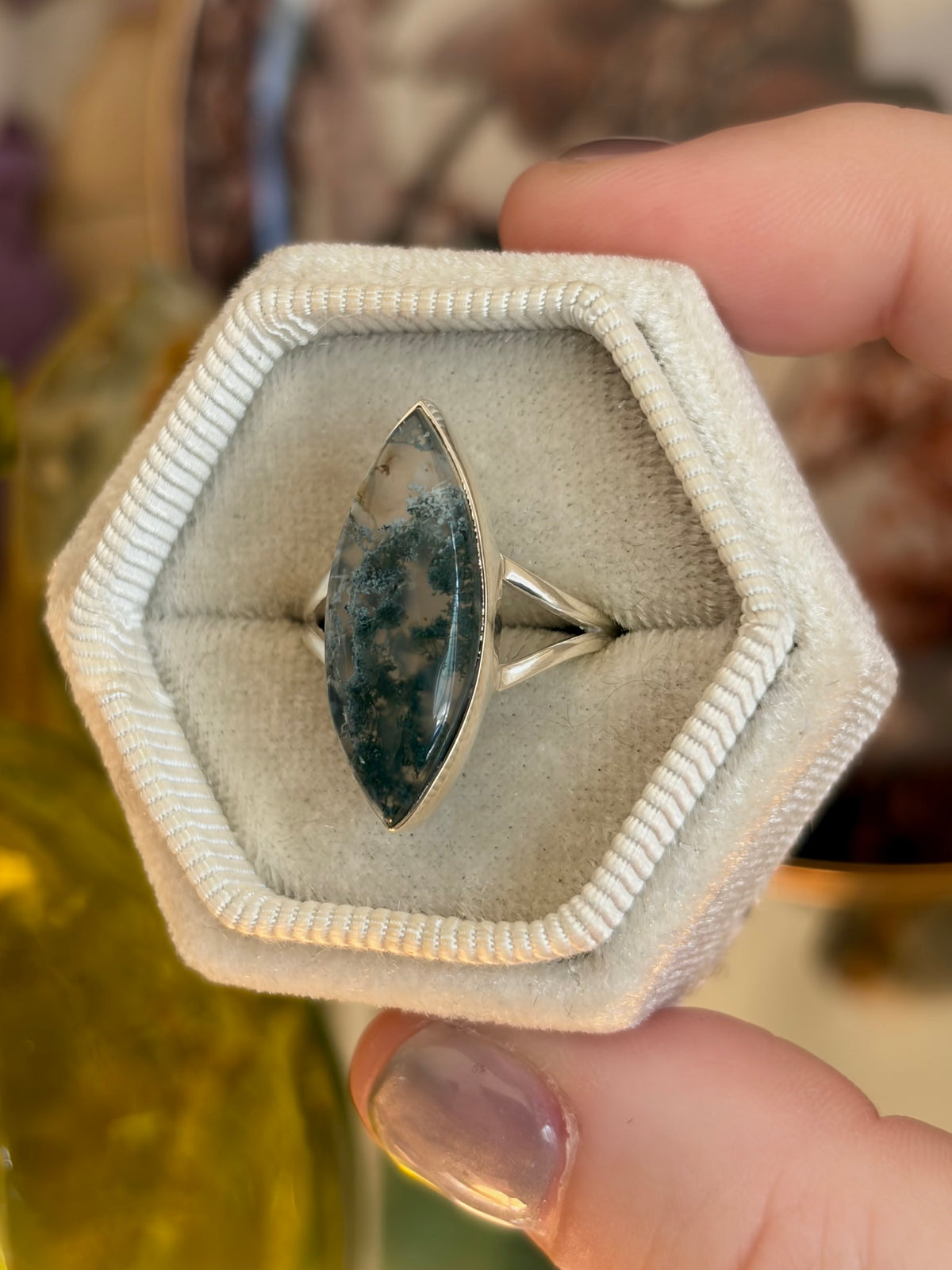 Moss Agate Ring - Size 7