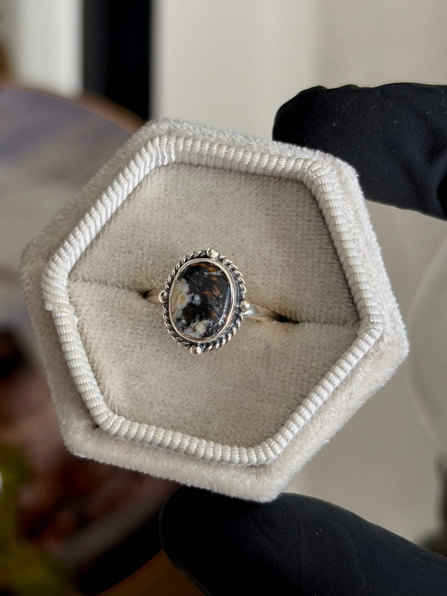 Stabilized White Buffalo Turquoise Ring - Size 5