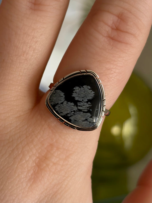 Snowflake Obsidian Ring - Size 7