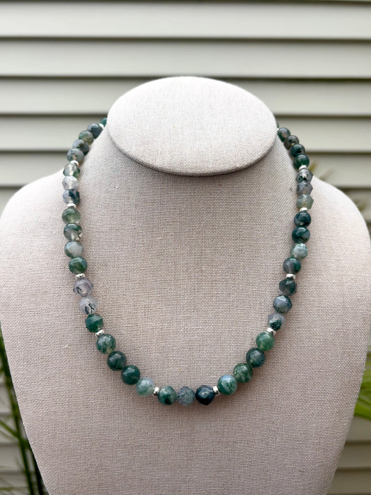 Chunky Moss Agate Necklace
