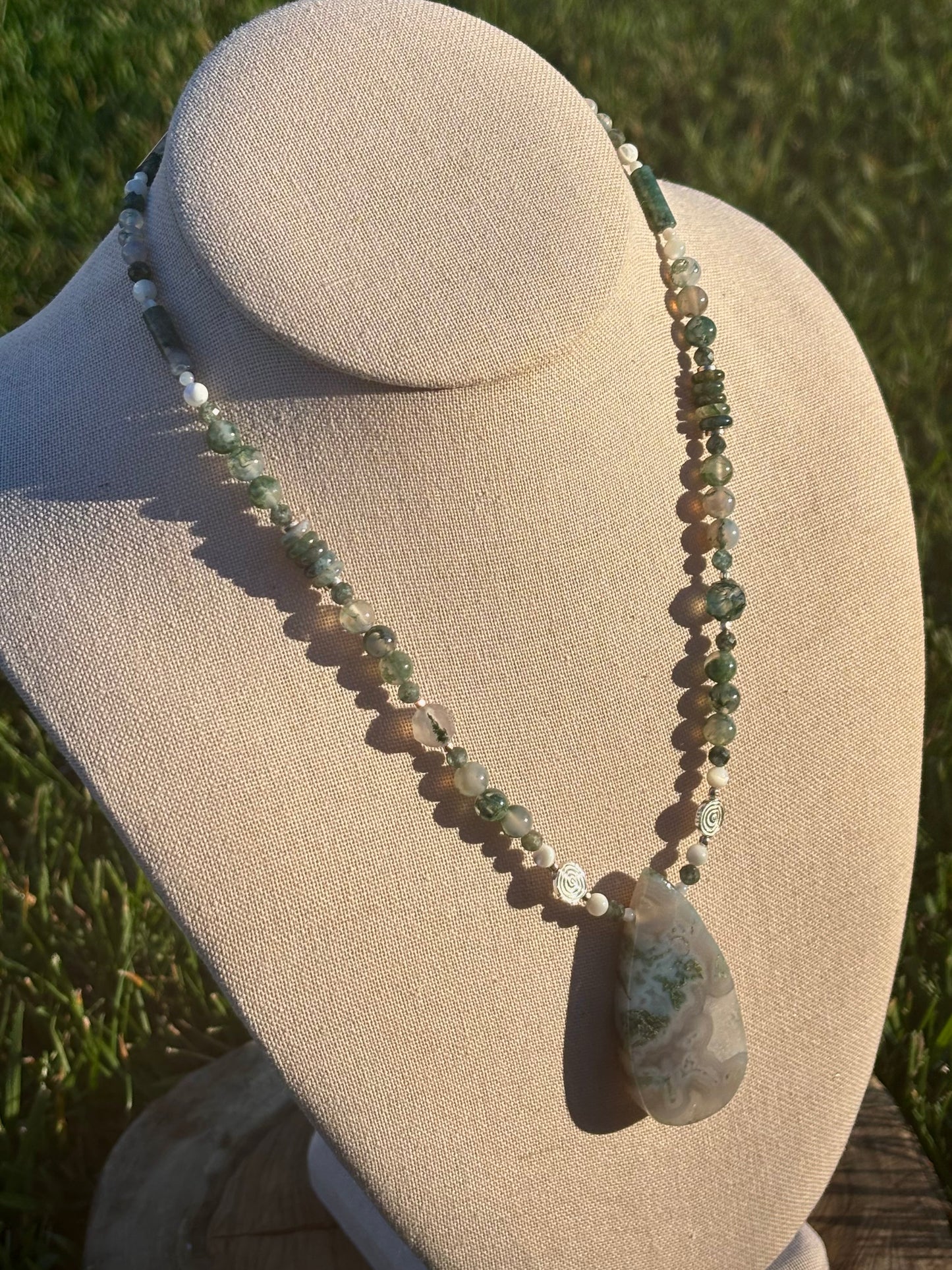 Moss Agate Statement Necklace