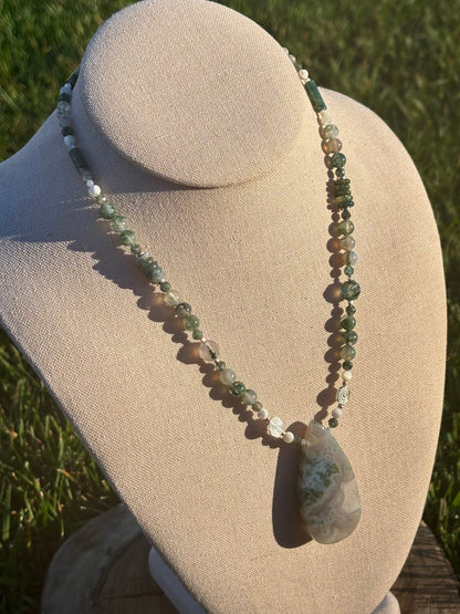 Moss Agate Statement Necklace
