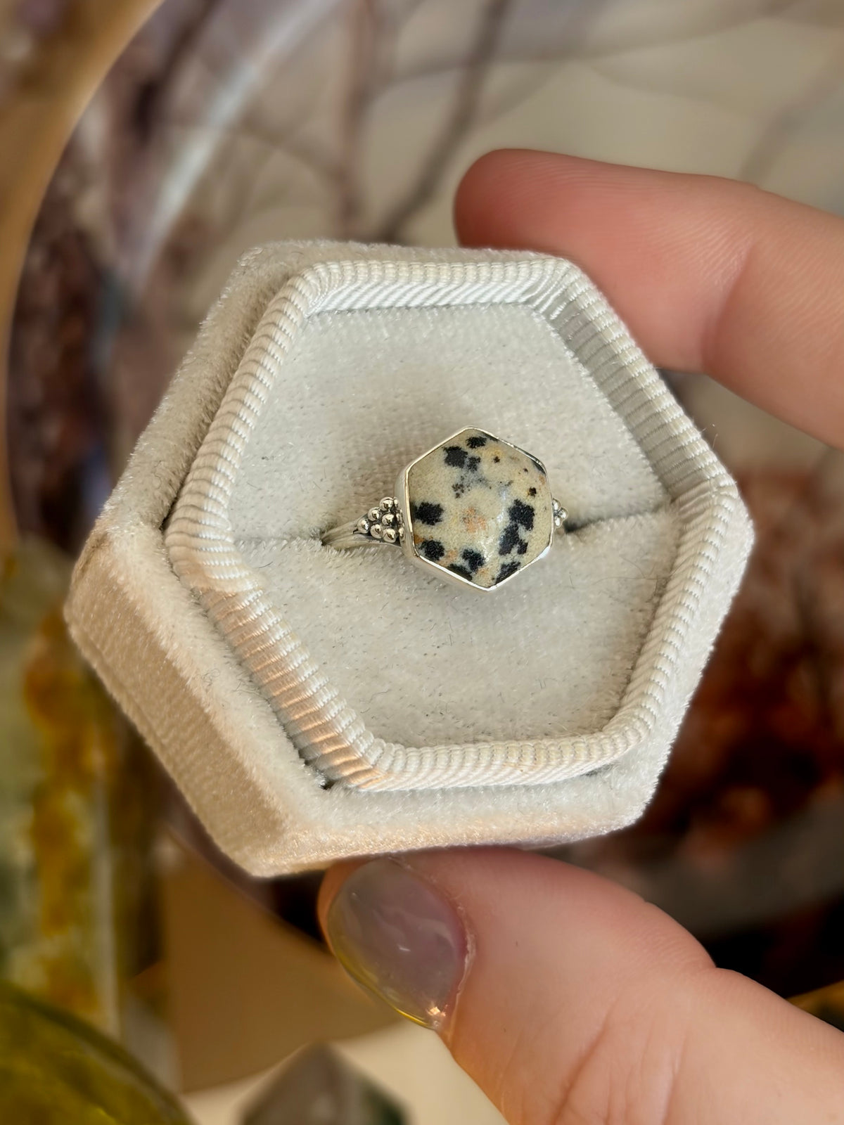 Dalmatian Jasper Ring - Size 7