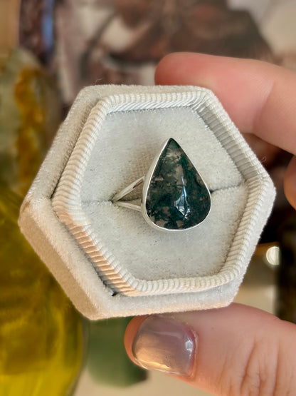 Moss Agate Ring - Size 8