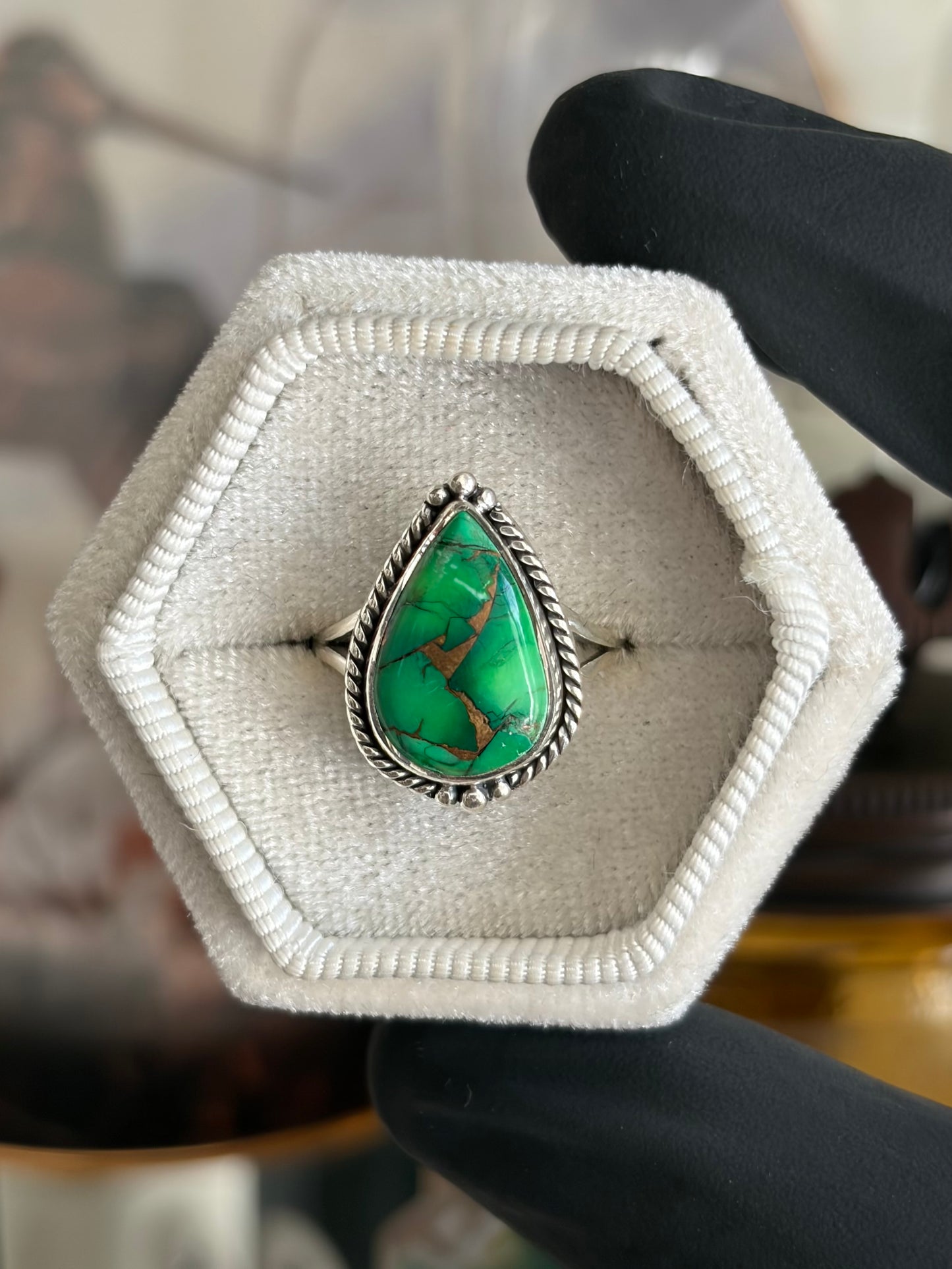 Forest Dahlia Turquoise Ring - Size 6