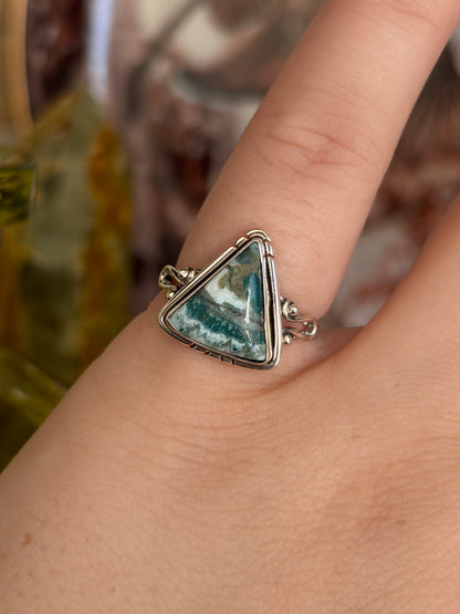 Green Seam Agate Ring - Size 6