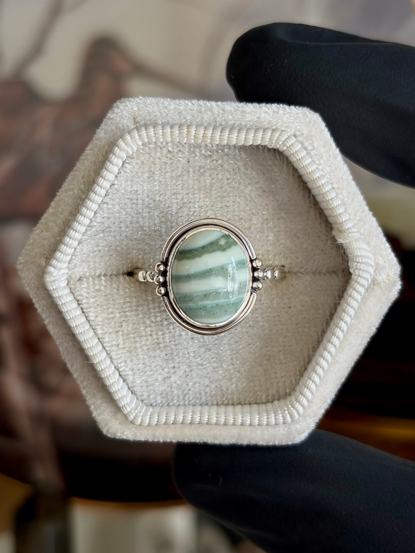 Green Opal Ring - Size 9