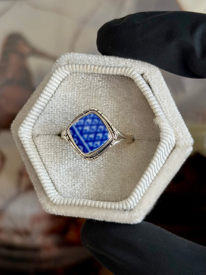 Blue Pottery Ring - Size 8