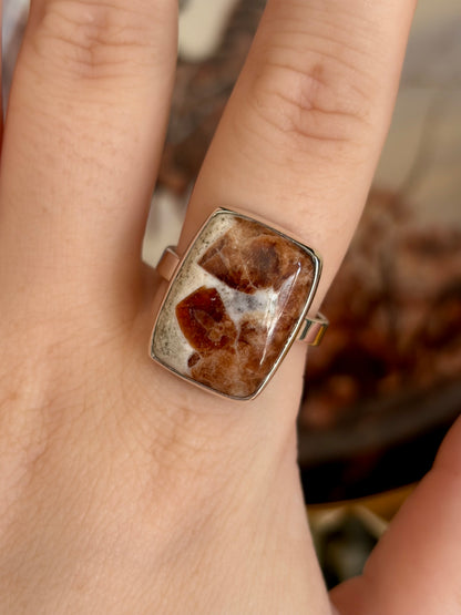 Garnet in Limestone Ring - Size 10