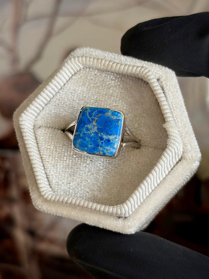 Blue Sea Sediment Ring - Size 9