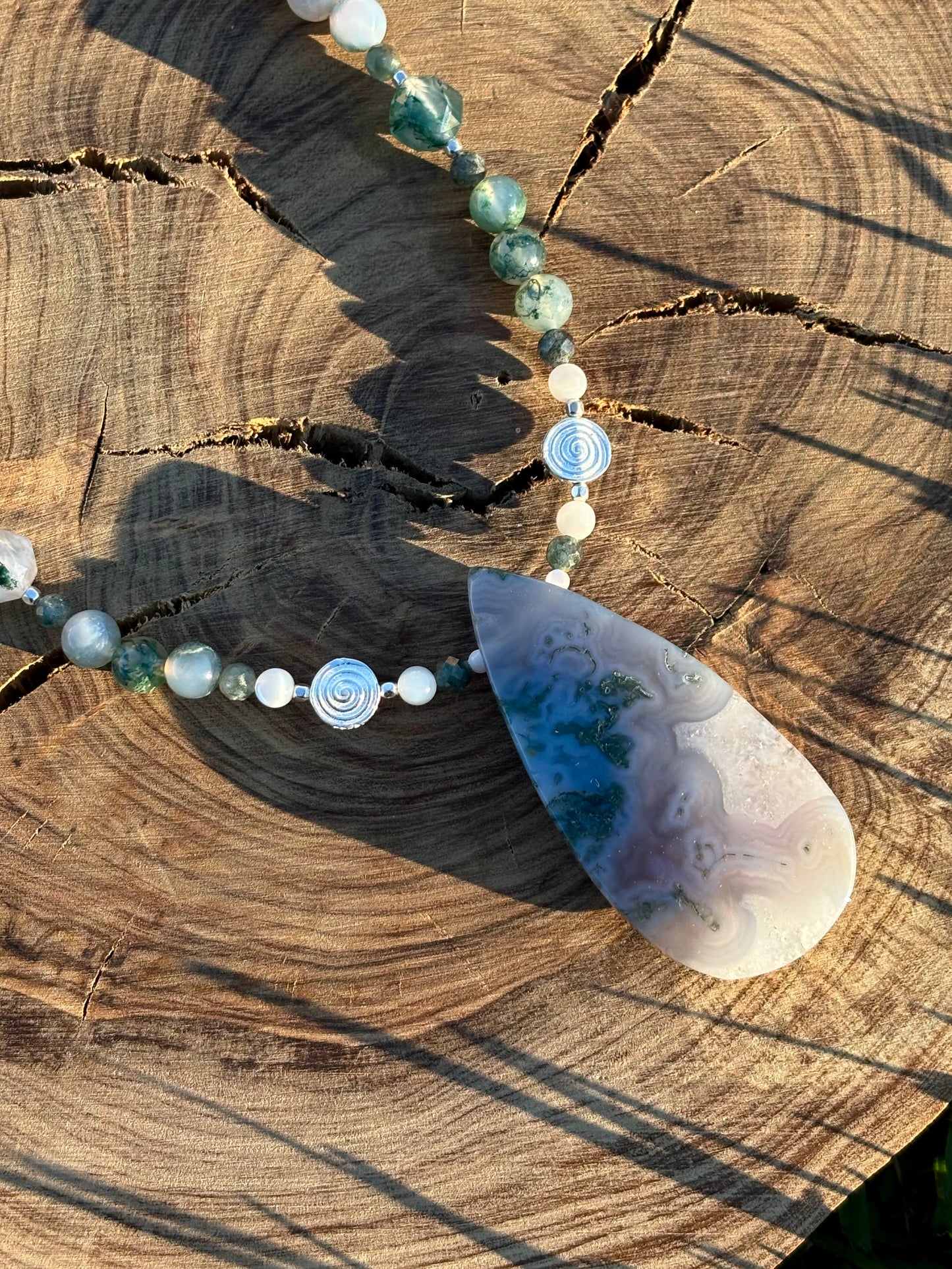 Moss Agate Statement Necklace