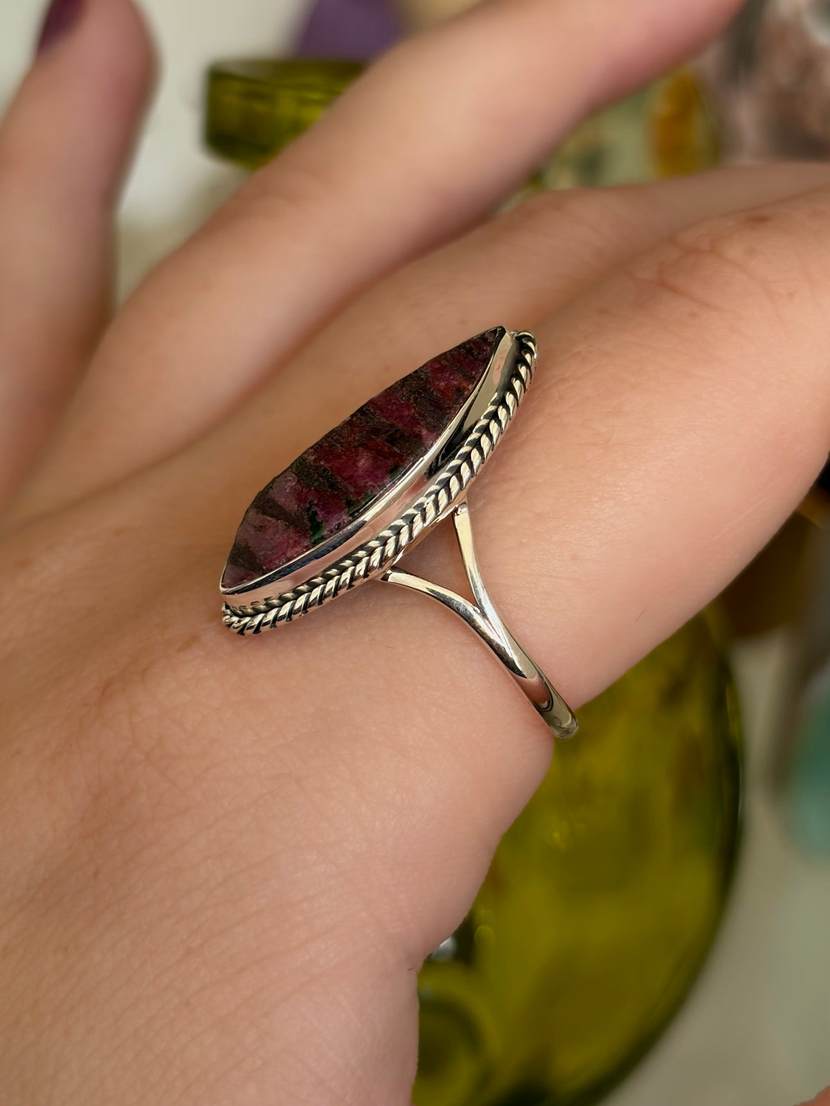 Cobalt Calcite Ring - Size 10