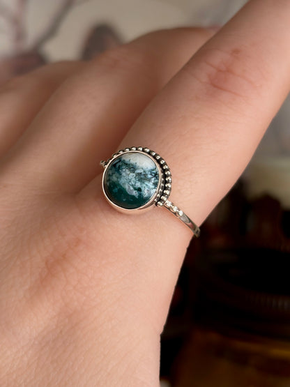 Green Seam Agate Ring - Size 9