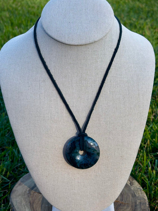 Moss Agate Circle Necklace