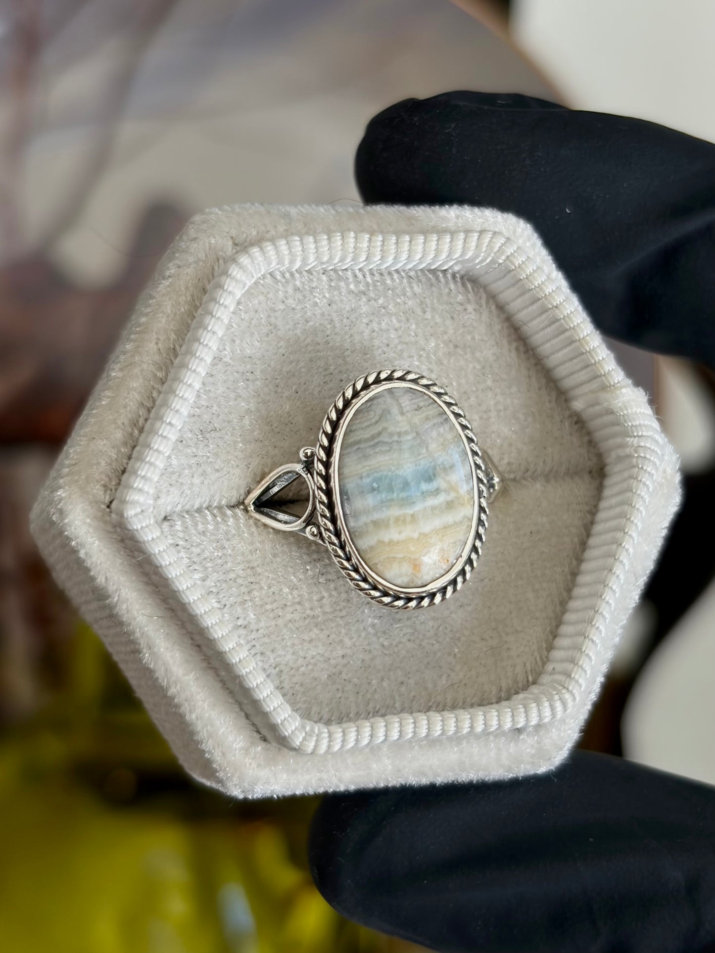 Blue Scheelite Ring - Size 7