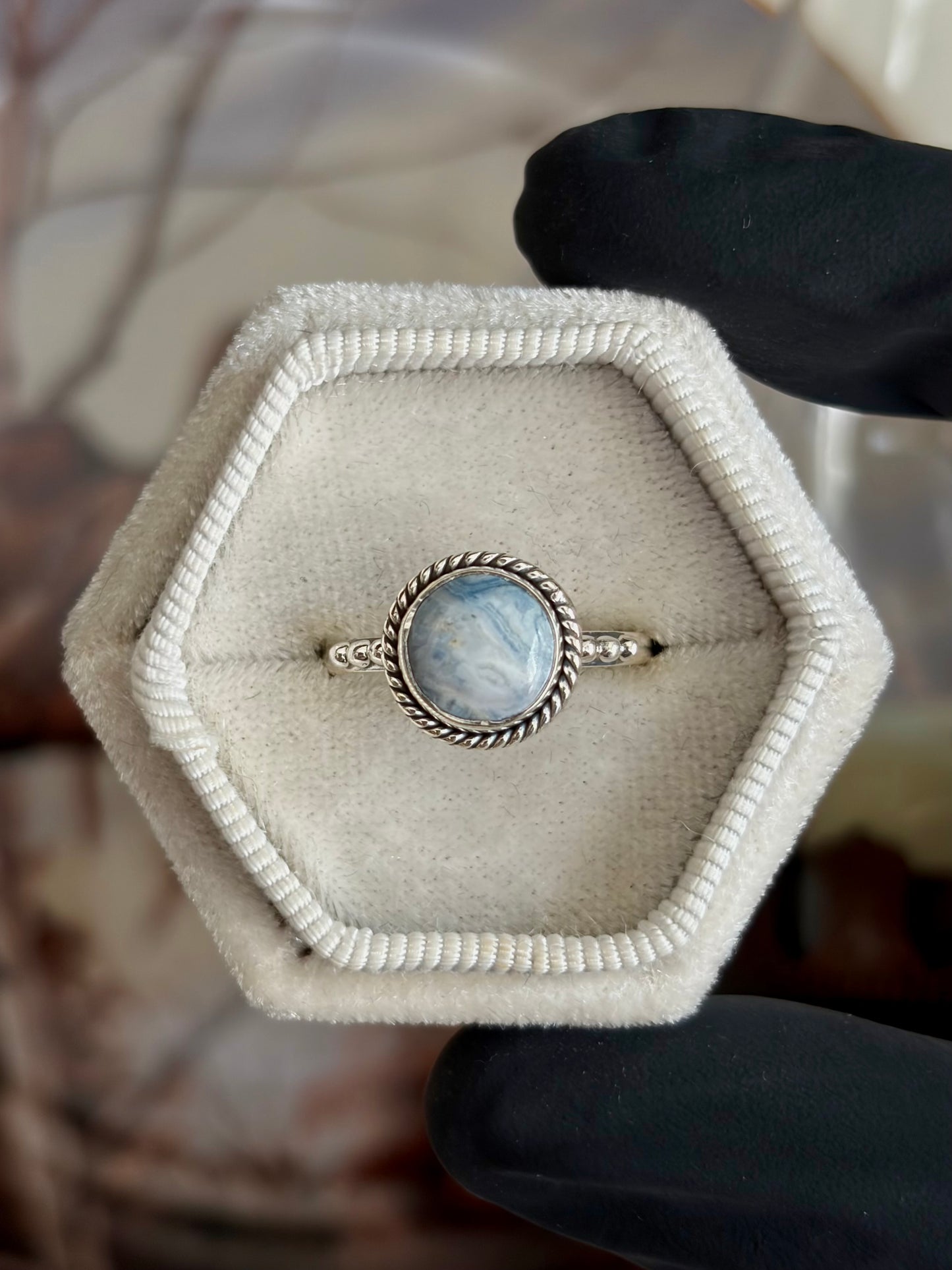 Blue Scheelite Ring - Size 8