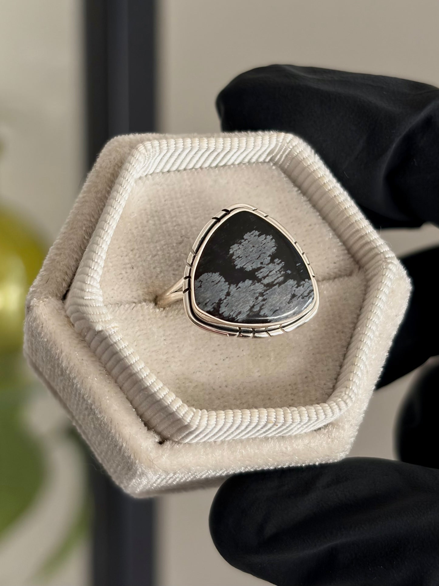 Snowflake Obsidian Ring - Size 7