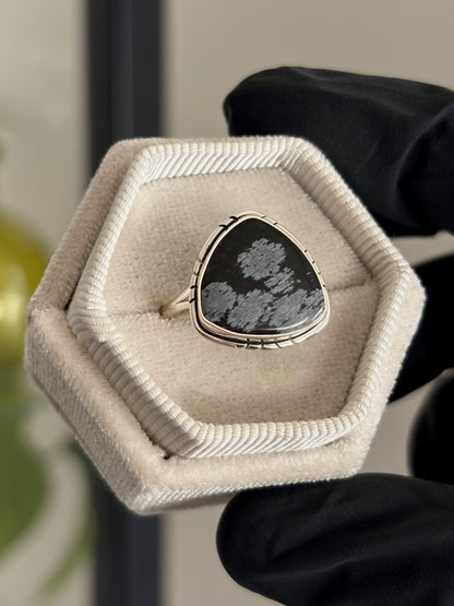 Snowflake Obsidian Ring - Size 7