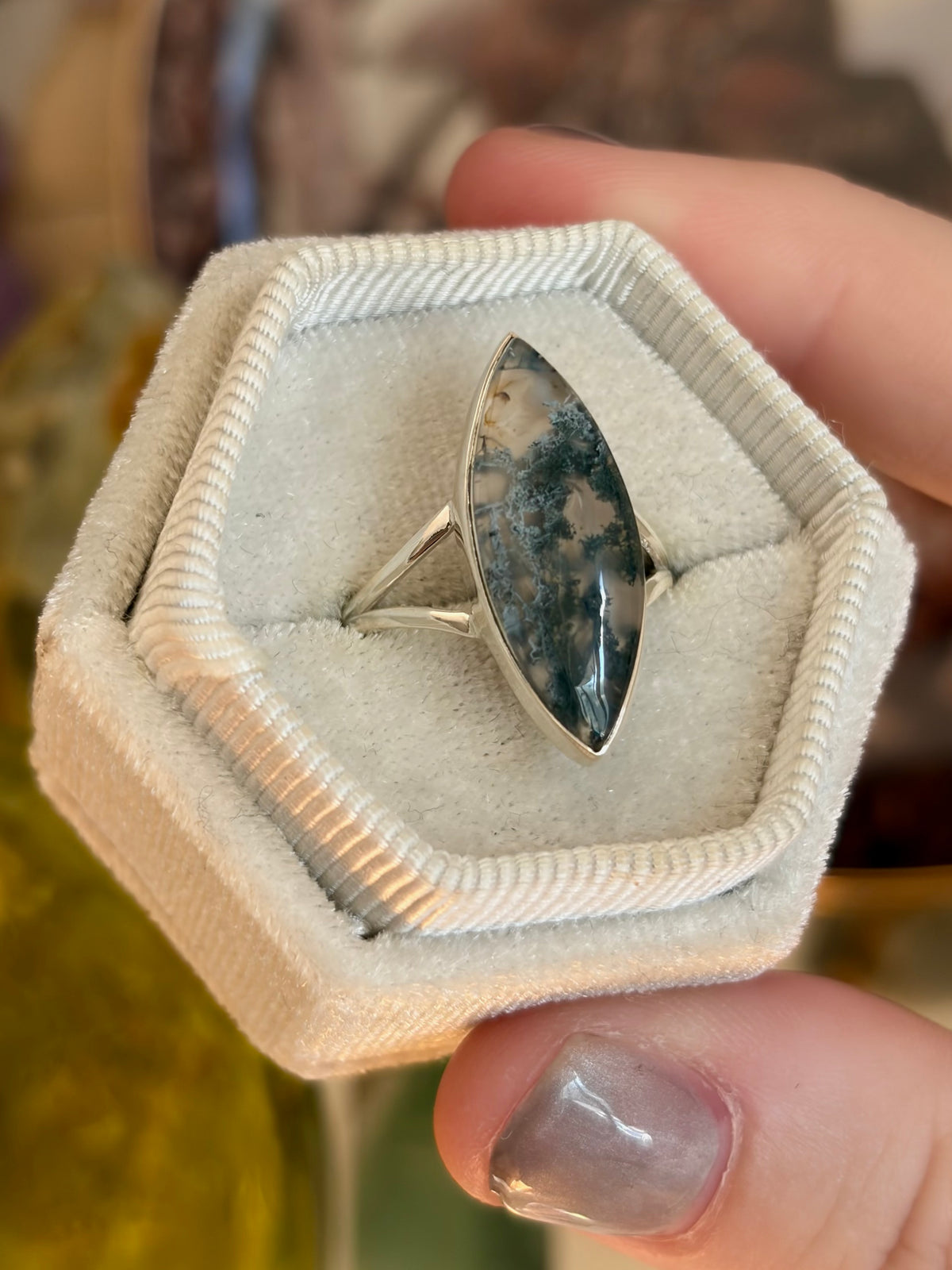 Moss Agate Ring - Size 7