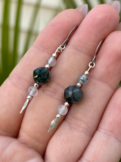Mire Moss Agate Earrings