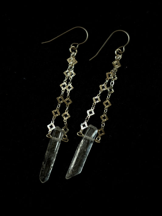 Suspension Clear Quartz Earrings