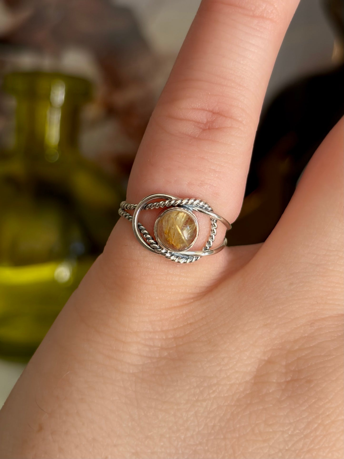 Golden Rutile Tourmaline Ring - Size 5