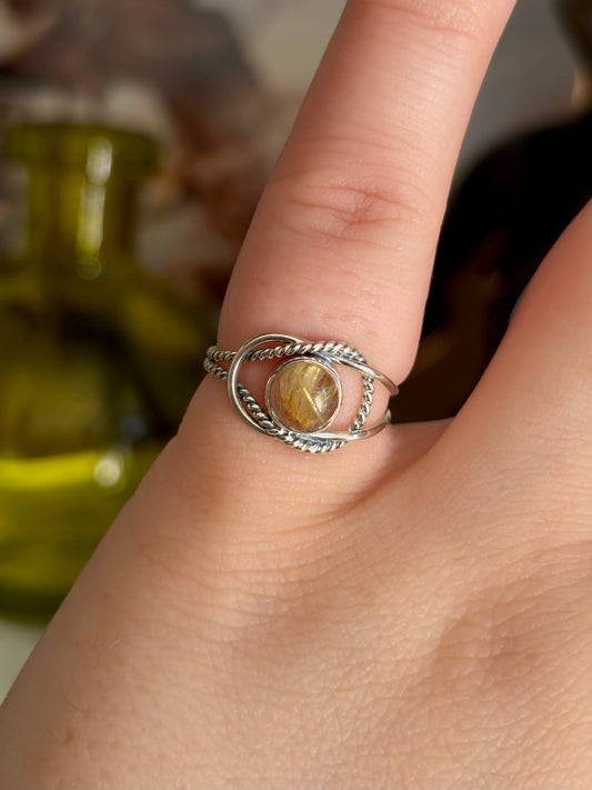 Golden Rutile Tourmaline Ring - Size 5
