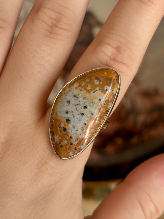 Deer Fawn Jasper Ring - Size 9