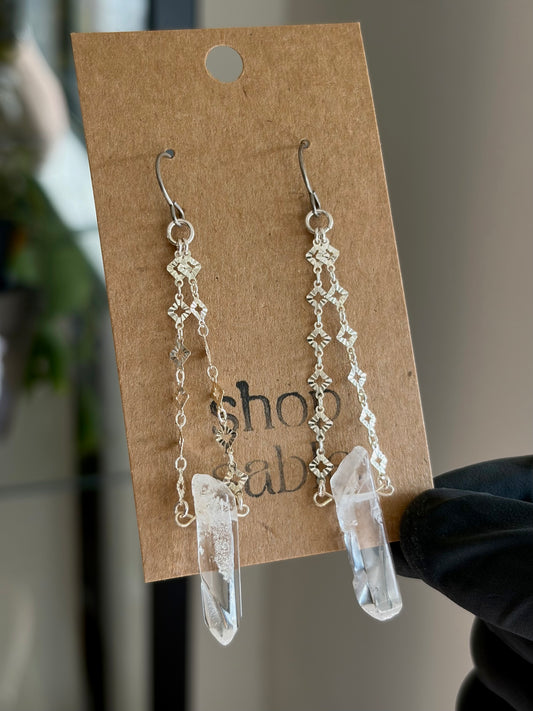 Suspension Clear Quartz Earrings