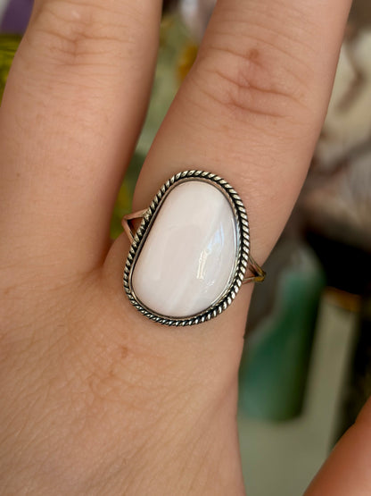 Pink Aragonite Ring - Size 8