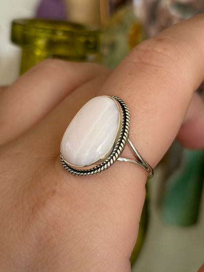 Pink Aragonite Ring - Size 8