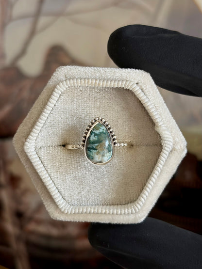 Green Seam Agate Ring - Size 8